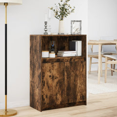 vidaXL Sideboard with LED Smoked Oak 72x34x100 cm Engineered Wood 4