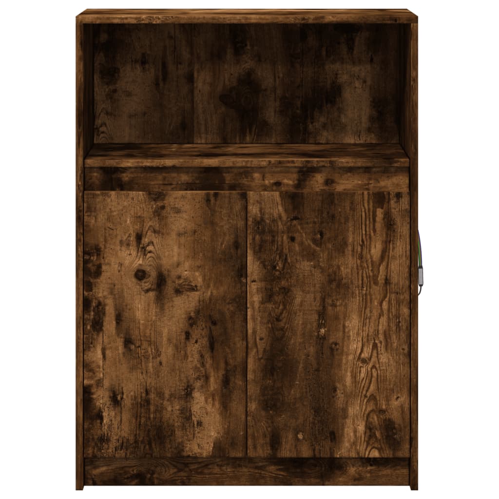 vidaXL Sideboard with LED Smoked Oak 72x34x100 cm Engineered Wood 6
