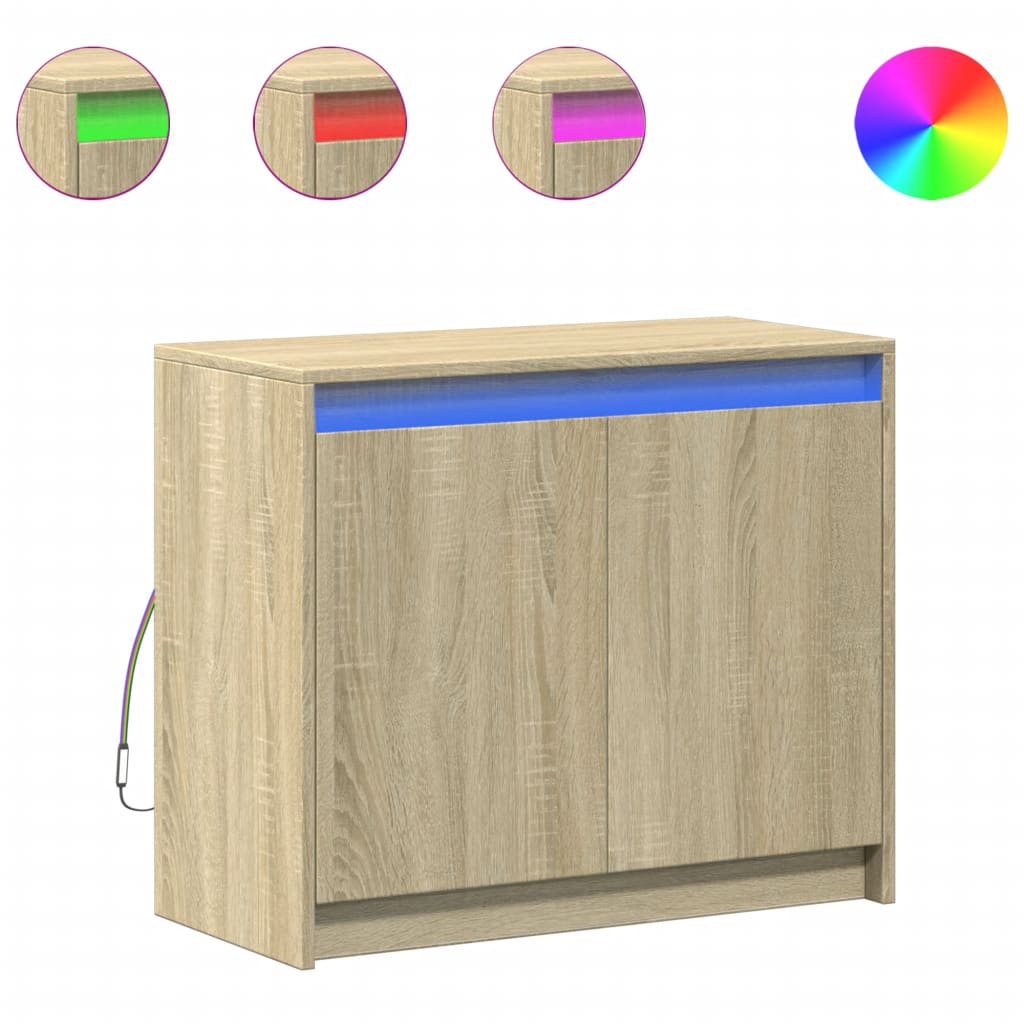 vidaXL Sideboard with LED Sonoma Oak 72x34x61 cm Engineered Wood 2