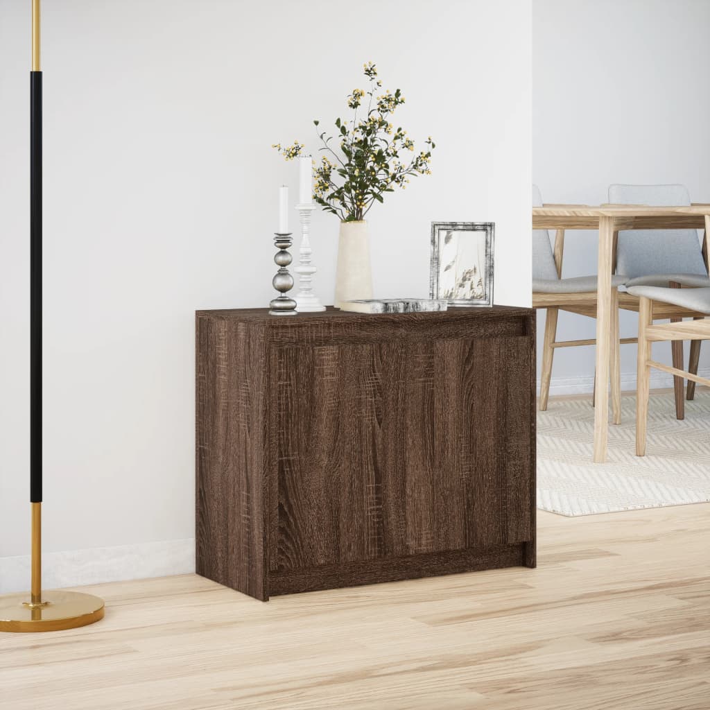 vidaXL Sideboard with LED Brown Oak 72x34x61 cm Engineered Wood 4