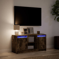 vidaXL TV Cabinet with LED Smoked Oak 100x34x50 cm Engineered Wood 5