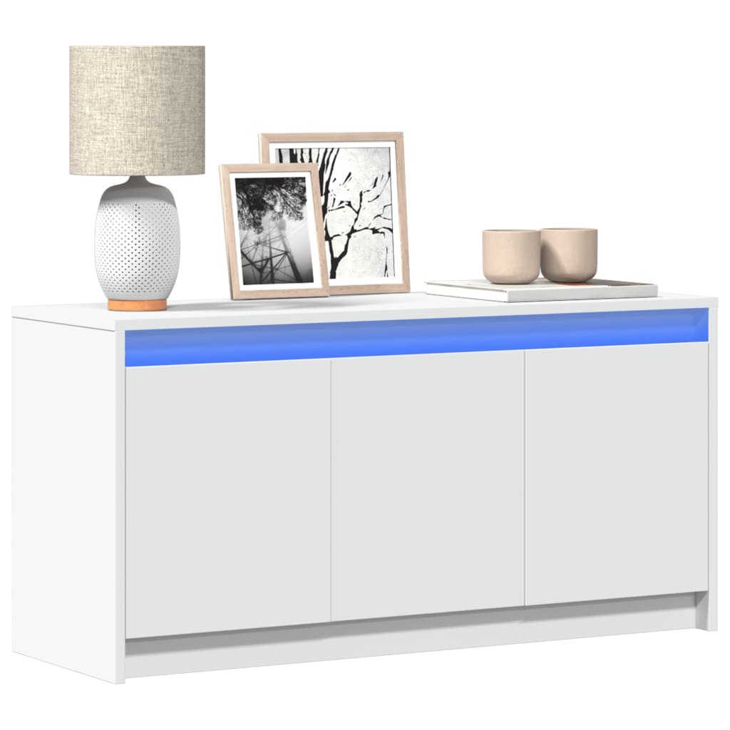 TV Cabinet with LED 100x34x50 cm Engineered Wood White