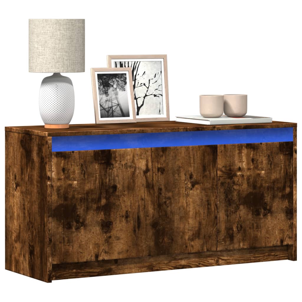 TV Cabinet with LED 100x34x50 cm Engineered Wood Smoked oak