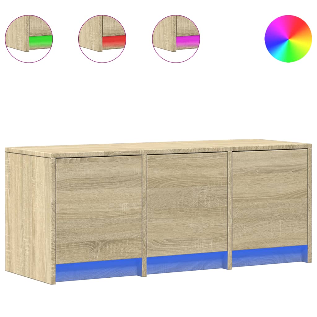 TV Cabinet with LED 97x34x40 cm Engineered Wood Width 97 cm Sonoma oak
