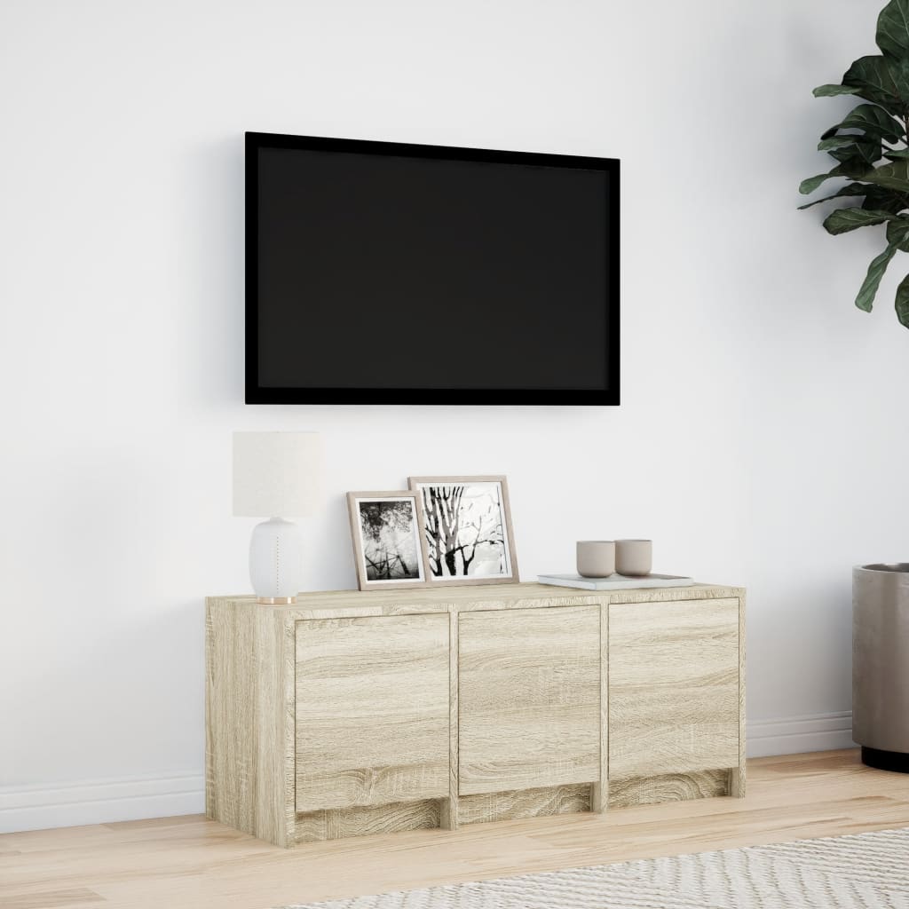 vidaXL TV Cabinet with LED Sonoma Oak 97x34x40 cm Engineered Wood 3