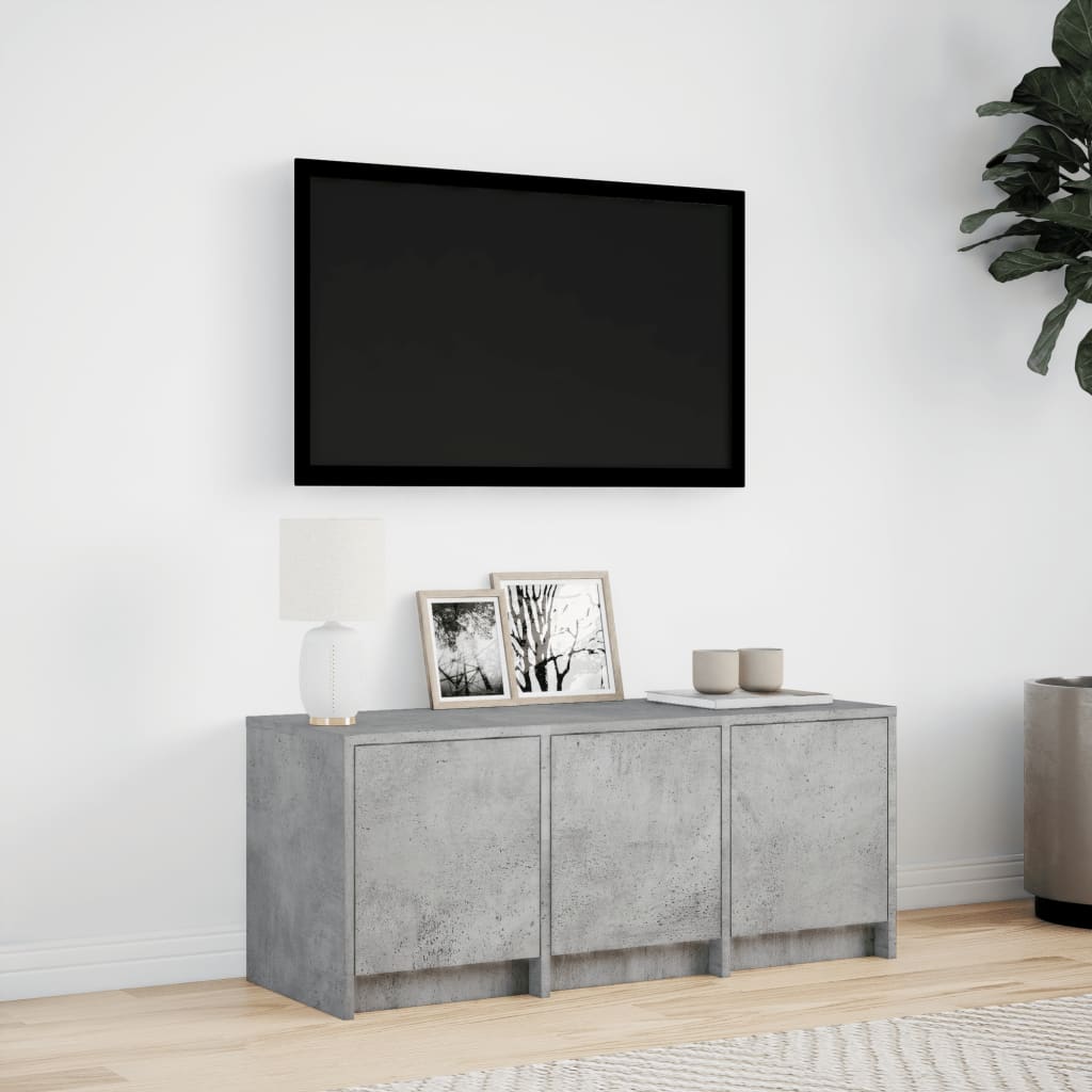 vidaXL TV Cabinet with LED Concrete Grey 97x34x40 cm Engineered Wood 3