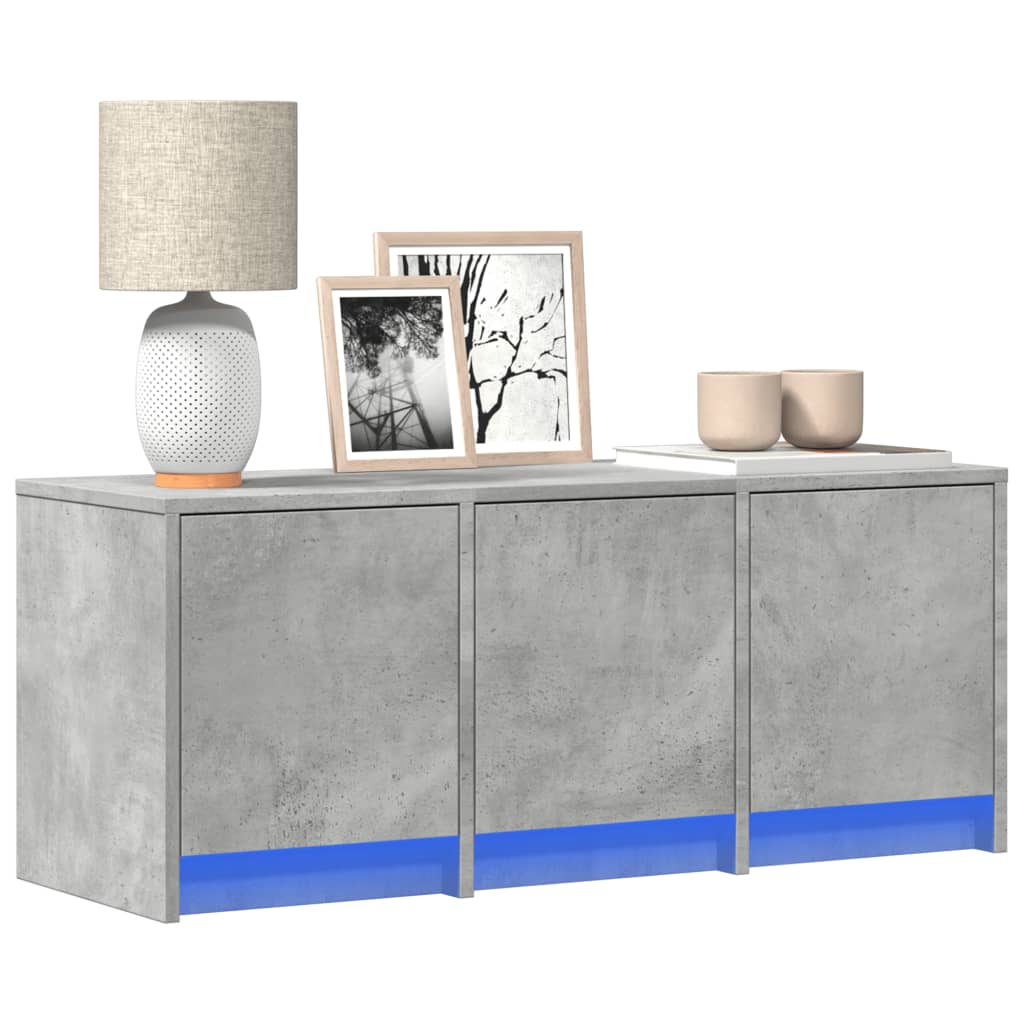 vidaXL TV Cabinet with LED Concrete Grey 97x34x40 cm Engineered Wood 1