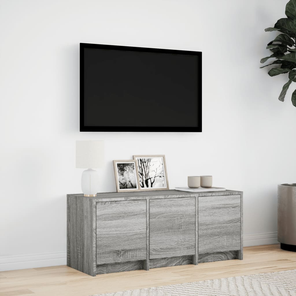 TV Cabinet with LED 97x34x40 cm Engineered Wood Width 97 cm Grey sonoma