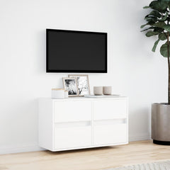 vidaXL TV Wall Cabinet with LED Lights White 80x31x45 cm 4