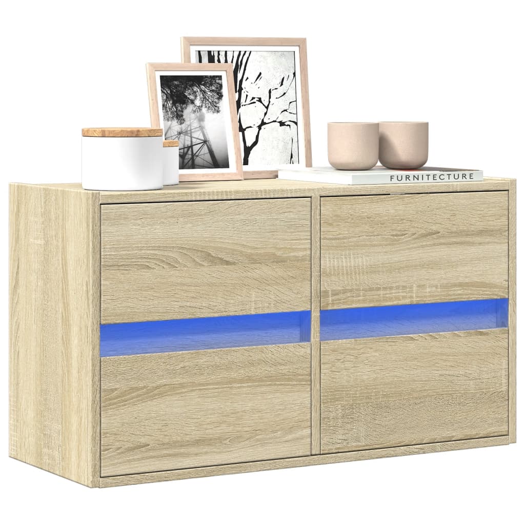 vidaXL TV Wall Cabinet with LED Lights 80x31x45 cm 1 Width 80 cm