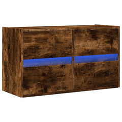 vidaXL TV Wall Cabinet with LED Lights Smoked Oak 80x31x45 cm 3
