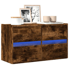vidaXL TV Wall Cabinet with LED Lights Smoked Oak 80x31x45 cm 1