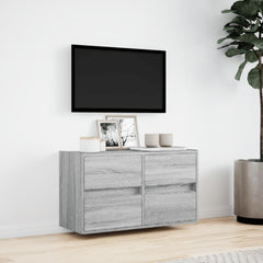 vidaXL TV Wall Cabinet with LED Lights Grey Sonoma 80x31x45 cm 4