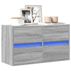 vidaXL TV Wall Cabinet with LED Lights Grey Sonoma 80x31x45 cm 1