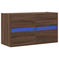 vidaXL TV Wall Cabinet with LED Lights Brown Oak 80x31x45 cm 3