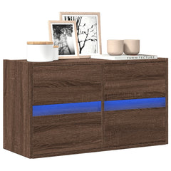 vidaXL TV Wall Cabinet with LED Lights Brown Oak 80x31x45 cm 1