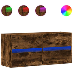 vidaXL TV Wall Cabinet with LED Lights Smoked Oak 100x31x45 cm 2
