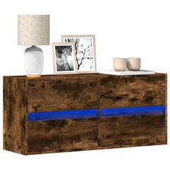 vidaXL TV Wall Cabinet with LED Lights Smoked Oak 100x31x45 cm 1