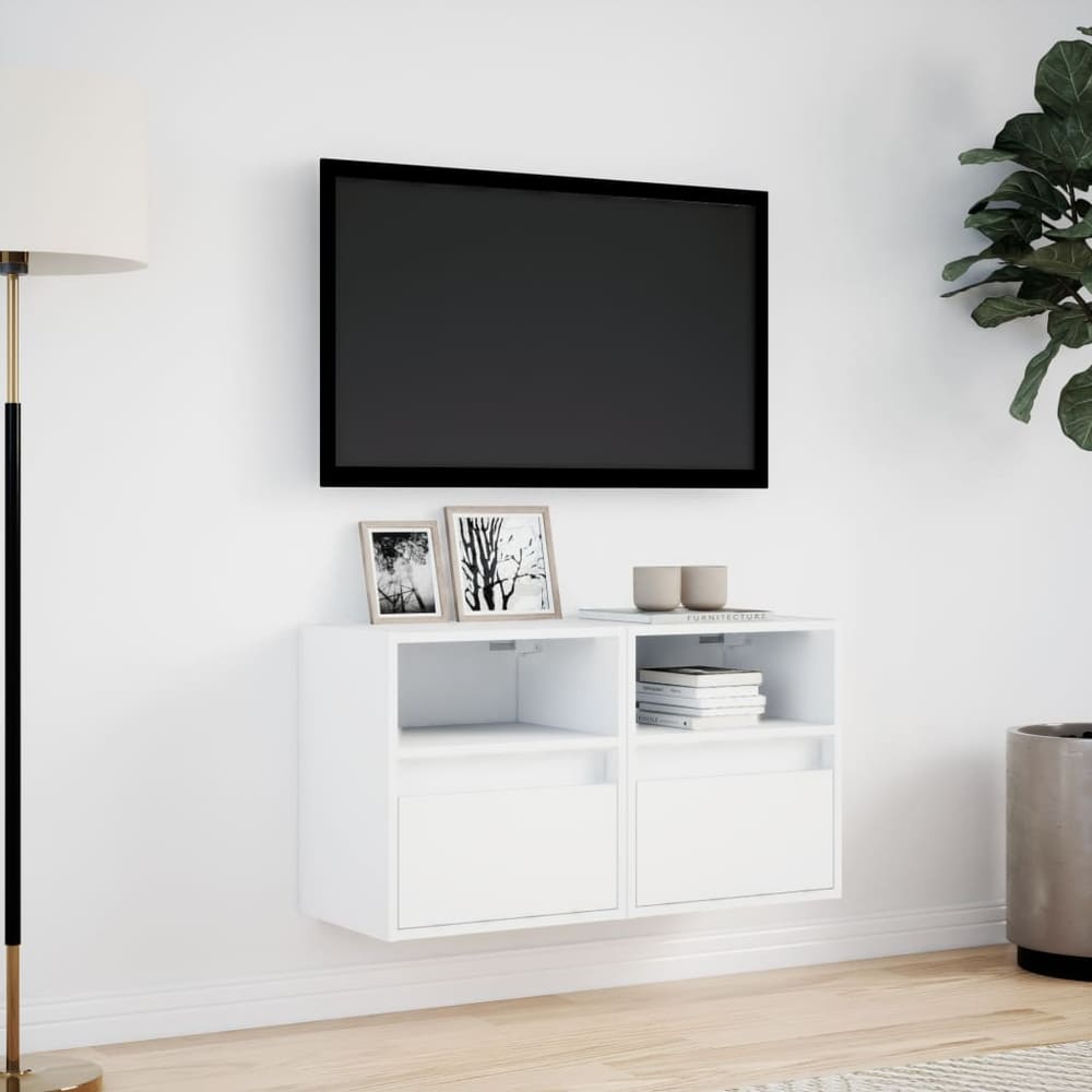 TV Wall Cabinets with LED Lights 41x31x45 cm 2 pcs White