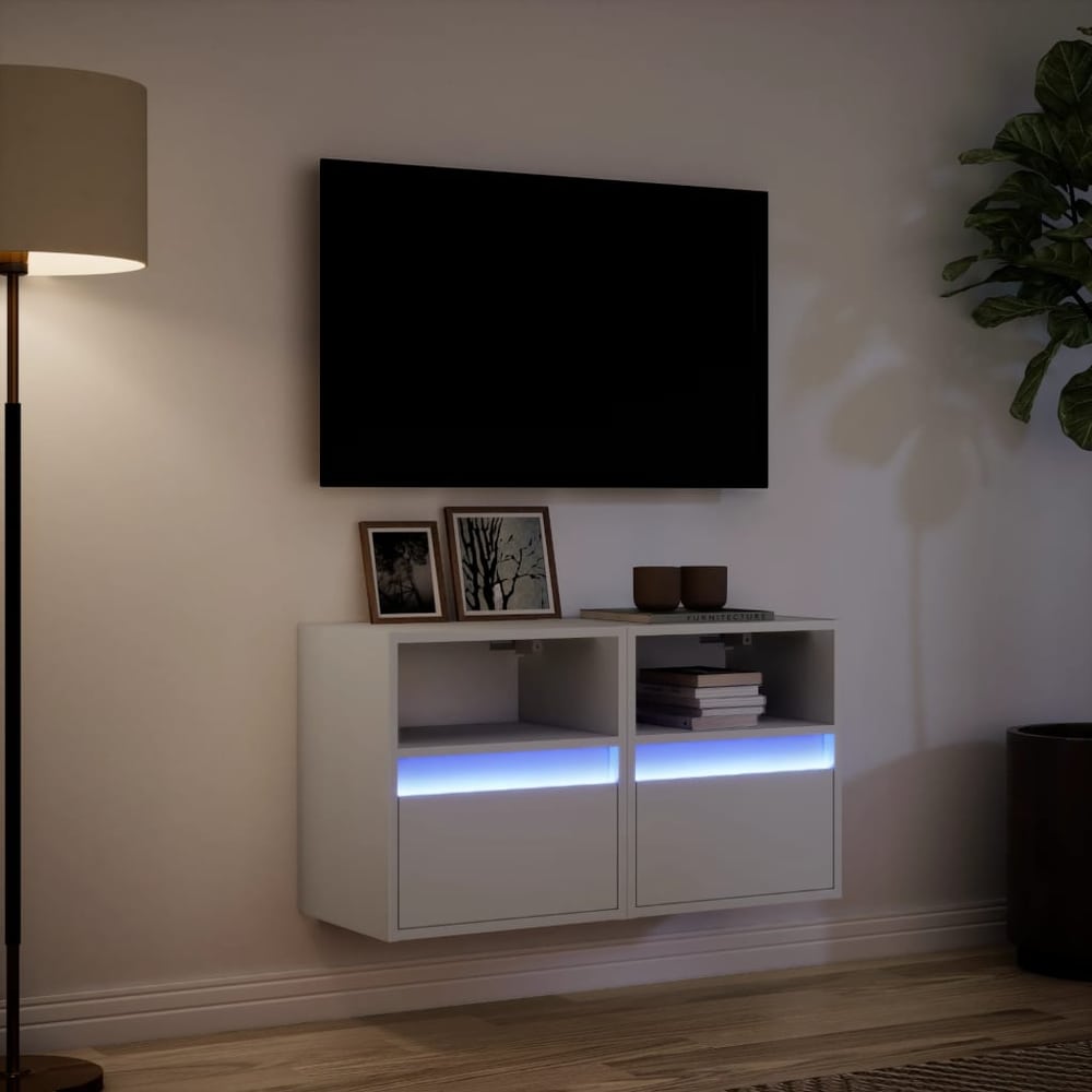 TV Wall Cabinets with LED Lights 41x31x45 cm 2 pcs White