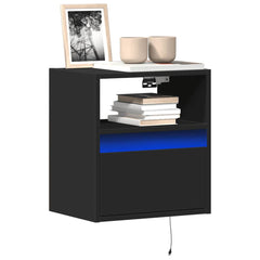 TV Wall Cabinets with LED Lights 41x31x45 cm 2 pcs Black
