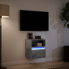 vidaXL TV Wall Cabinet with LED Lights Concrete Grey 41x31x45 cm 5