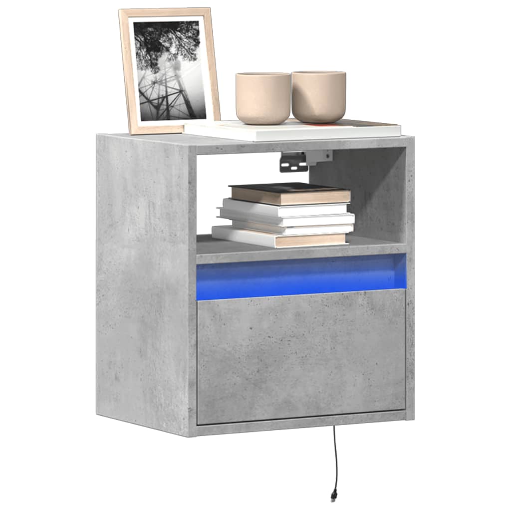 vidaXL TV Wall Cabinet with LED Lights Concrete Grey 41x31x45 cm 1