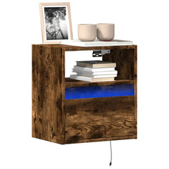 vidaXL TV Wall Cabinet with LED Lights Smoked Oak 41x31x45 cm 1