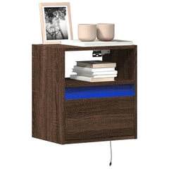 TV Wall Cabinets with LED Lights 41x31x45 cm 2 pcs Brown oak