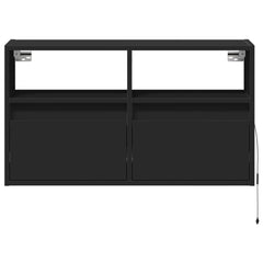 vidaXL TV Wall Cabinet with LED Lights Black 80x31x45 cm 6