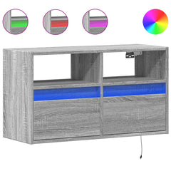 vidaXL TV Wall Cabinet with LED Lights Grey Sonoma 80x31x45 cm 2