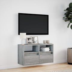 vidaXL TV Wall Cabinet with LED Lights Grey Sonoma 80x31x45 cm 4