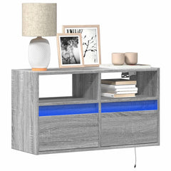 vidaXL TV Wall Cabinet with LED Lights Grey Sonoma 80x31x45 cm 1
