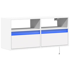 vidaXL TV Wall Cabinet with LED Lights White 100x31x45 cm 3