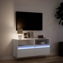 vidaXL TV Wall Cabinet with LED Lights White 100x31x45 cm 5