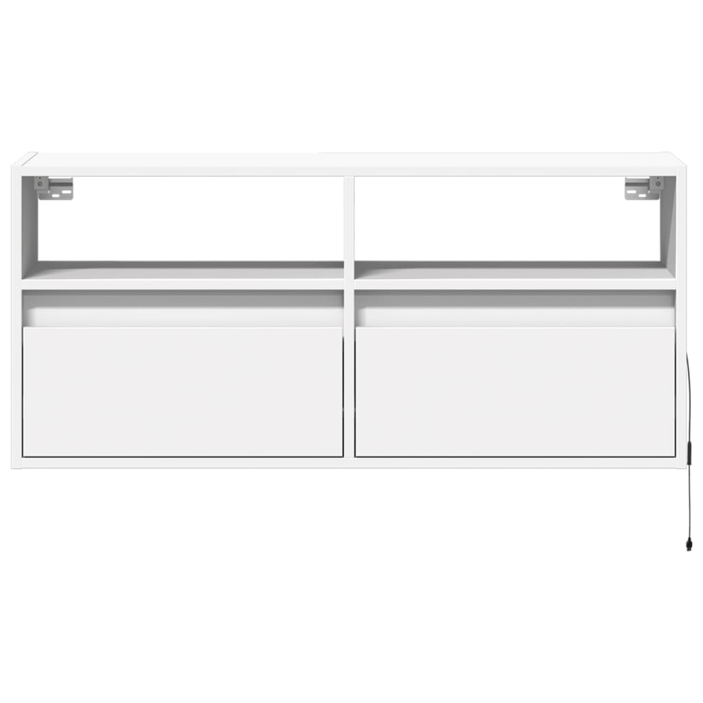 vidaXL TV Wall Cabinet with LED Lights White 100x31x45 cm 6
