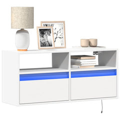 vidaXL TV Wall Cabinet with LED Lights White 100x31x45 cm 1