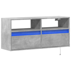 vidaXL TV Wall Cabinet with LED Lights Concrete Grey 100x31x45 cm 3
