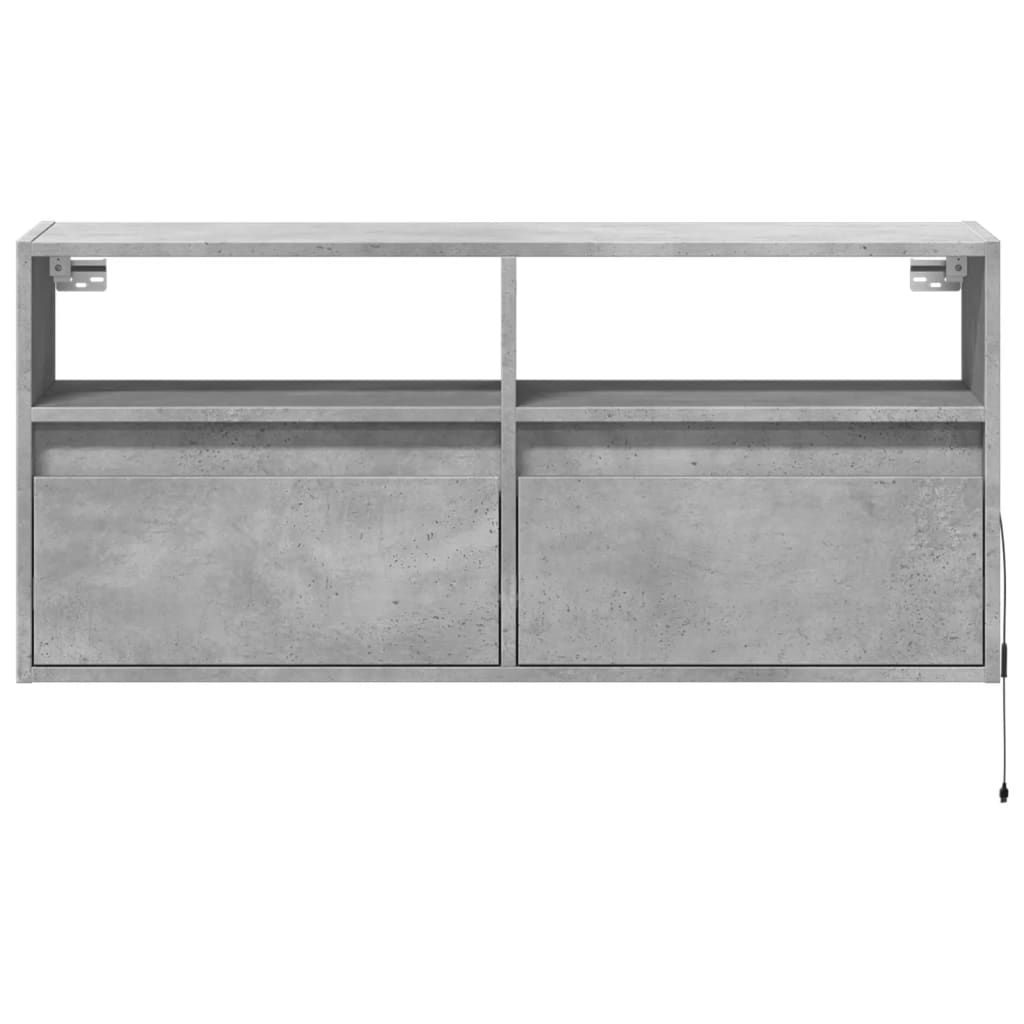 vidaXL TV Wall Cabinet with LED Lights Concrete Grey 100x31x45 cm 6