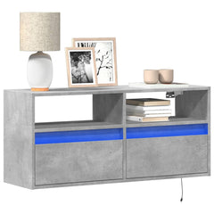 vidaXL TV Wall Cabinet with LED Lights Concrete Grey 100x31x45 cm 1
