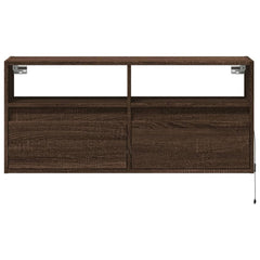 vidaXL TV Wall Cabinet with LED Lights Brown Oak 100x31x45 cm 6
