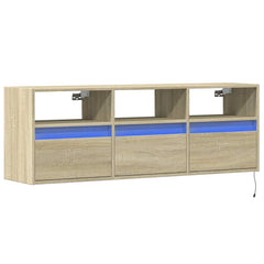 TV Wall Cabinet with LED Lights 130x31x45 cm Sonoma oak
