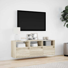 TV Wall Cabinet with LED Lights 130x31x45 cm Sonoma oak