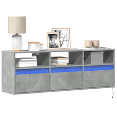 TV Wall Cabinet with LED Lights 130x31x45 cm Concrete grey