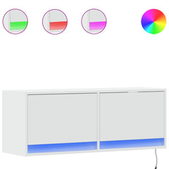 vidaXL TV Wall Cabinet with LED Lights White 100x31x35 cm 2