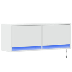 vidaXL TV Wall Cabinet with LED Lights White 100x31x35 cm 3