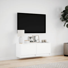 vidaXL TV Wall Cabinet with LED Lights White 100x31x35 cm 4