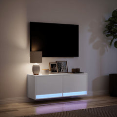 vidaXL TV Wall Cabinet with LED Lights White 100x31x35 cm 5