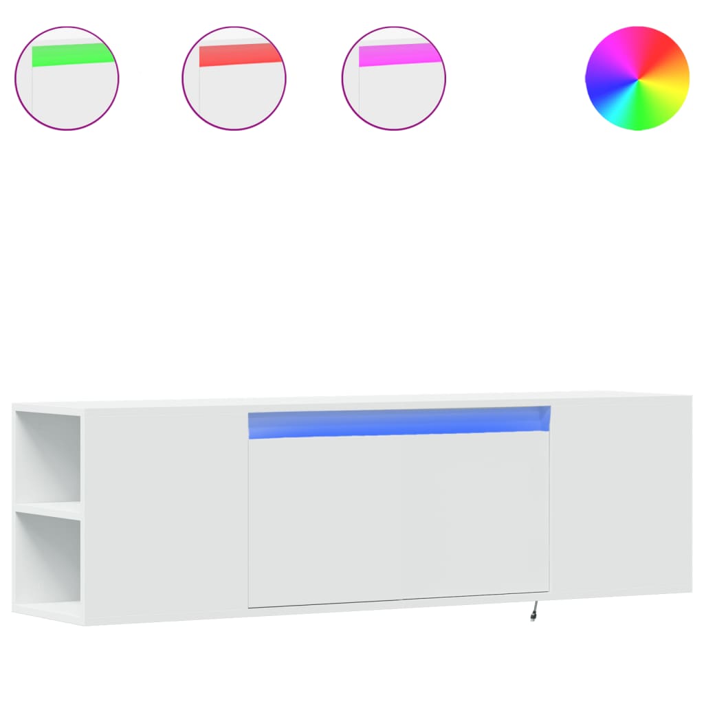 TV Wall Cabinet with LED Lights 135x31x39,5 cm White 135 cm