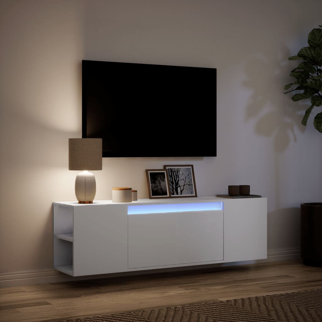 TV Wall Cabinet with LED Lights 135x31x39,5 cm White 135 cm